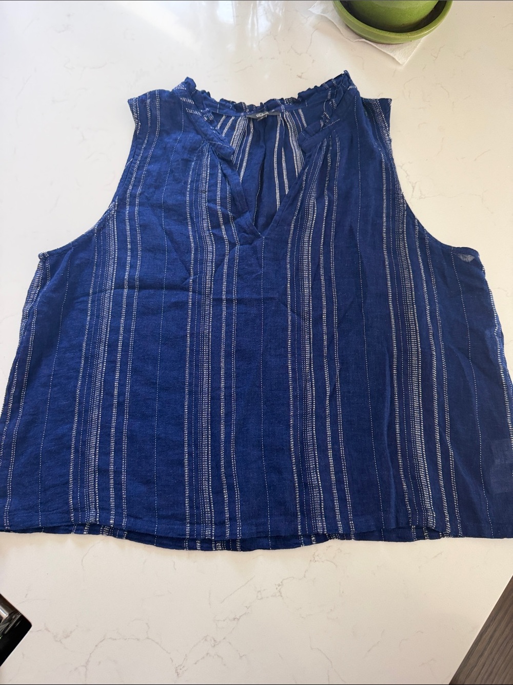Rails Navy and White Striped V-Neck Sleeveless Camisole